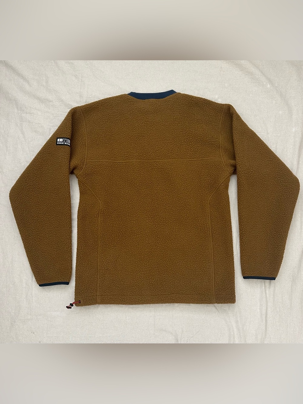 Eddie Bauer EBTEK Sherpa Fleece Pullover Sweater Brown Blue Small Vintage Vibe - Picture 10 of 10